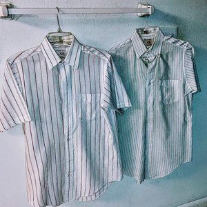 Vintage Bundle of TWO (2) Club Run Shirtmaker Striped Button Down Shirta